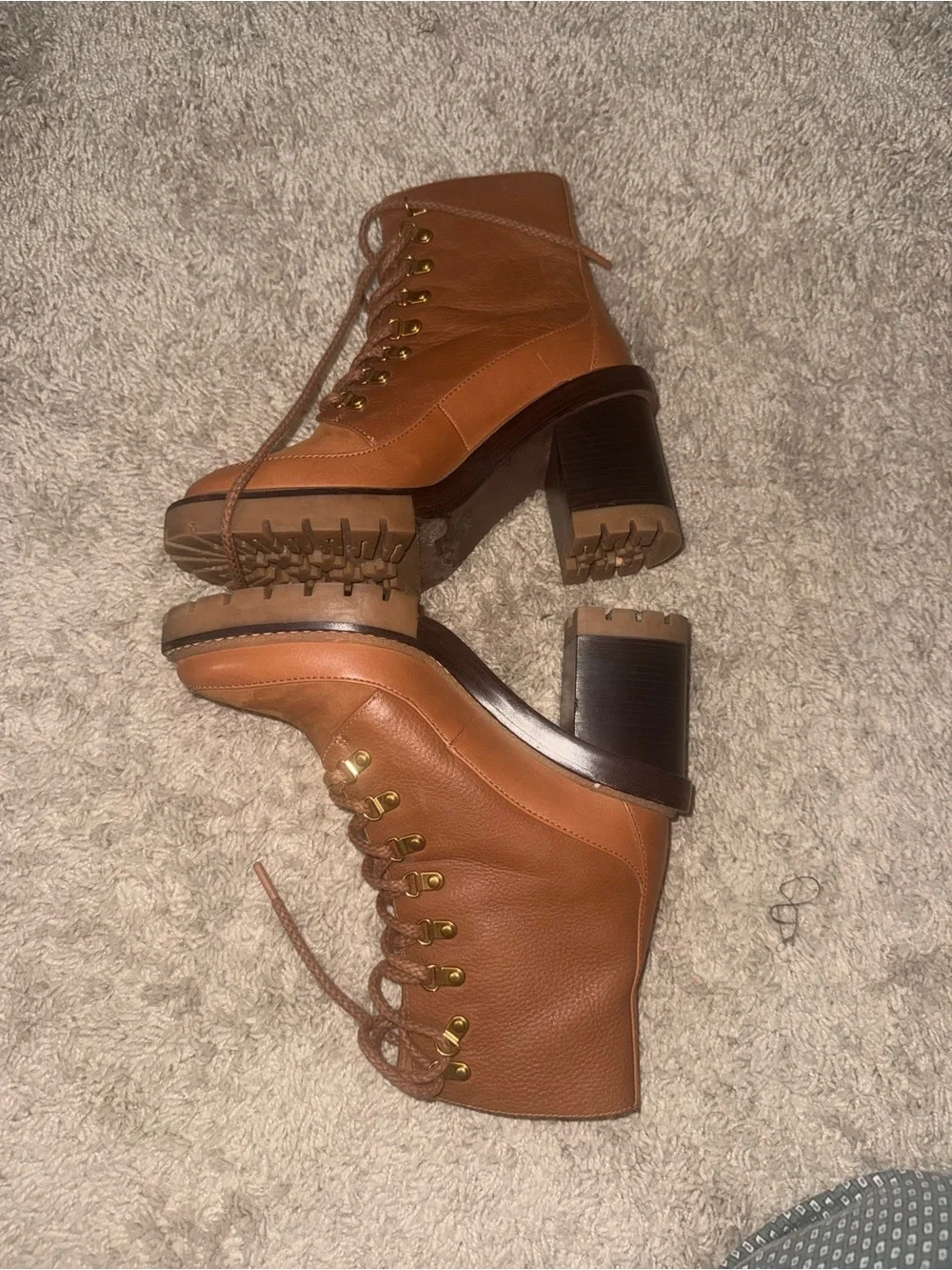 TORY BURCH MILLER LUG SOLE BOOTIE 95MM in TOASTED CARAMEL